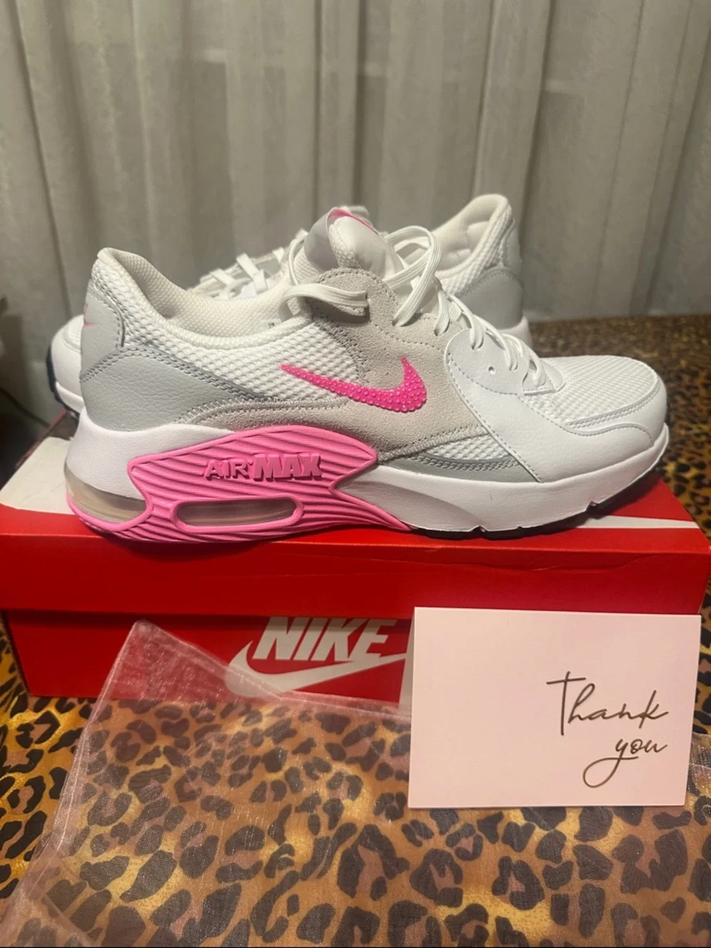 Nike Women’s Air Max White with Pink Bedazzled Accents Sneakers - Picture 2 of 4
